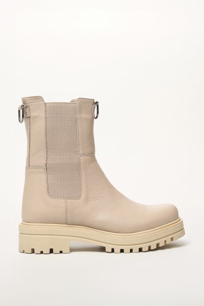 DERİR Hakiki Deri Yuvarlak Burun Lastikli Fermuarlı Topuklu Günlük Kadın Chelsea Bot 66179