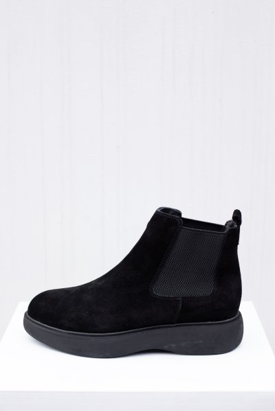 DERİR Hakiki Deri Yuvarlak Burun Lastikli Topuklu Chelsea Kadın Günlük Bot 66234